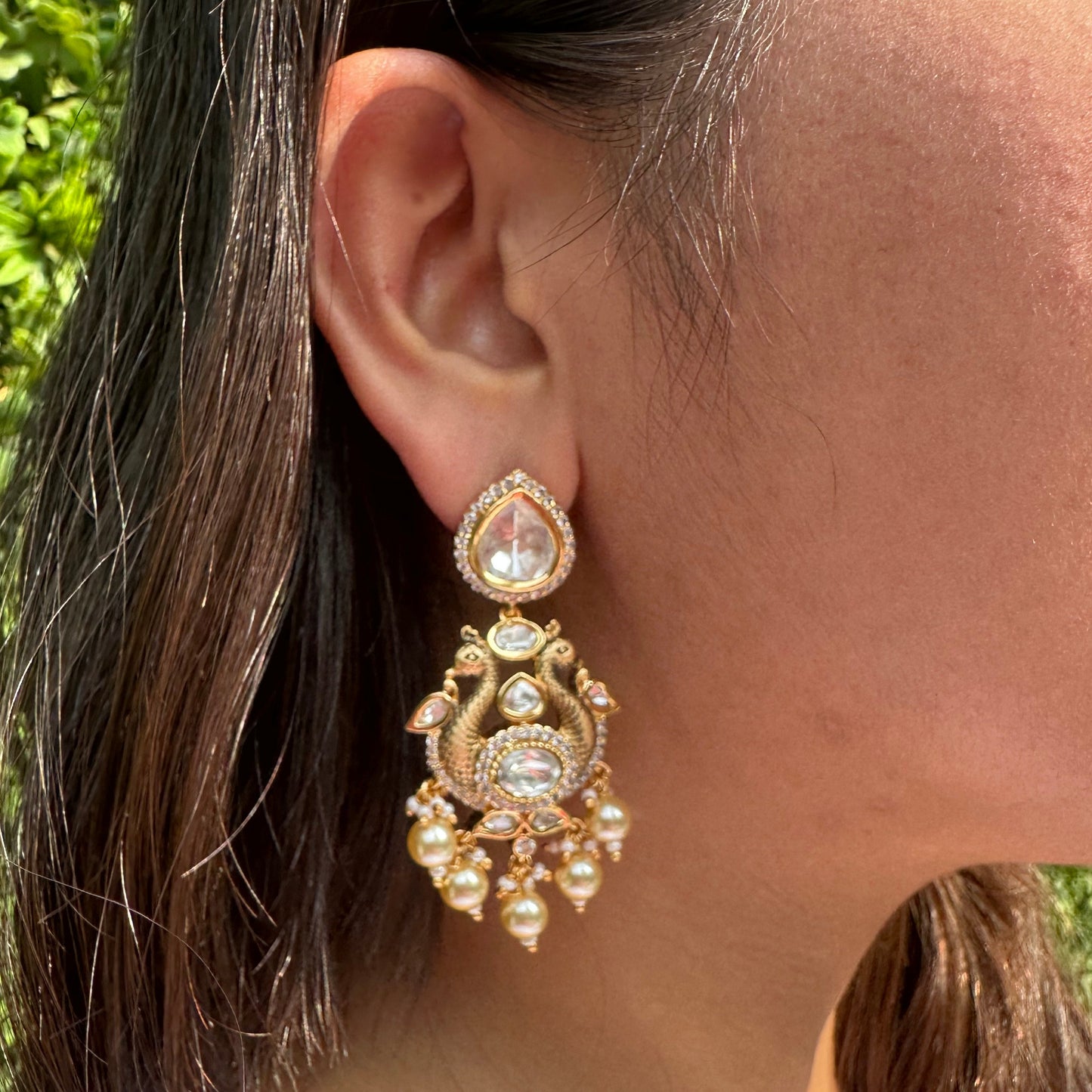 Swan Styled Dangler Earrings