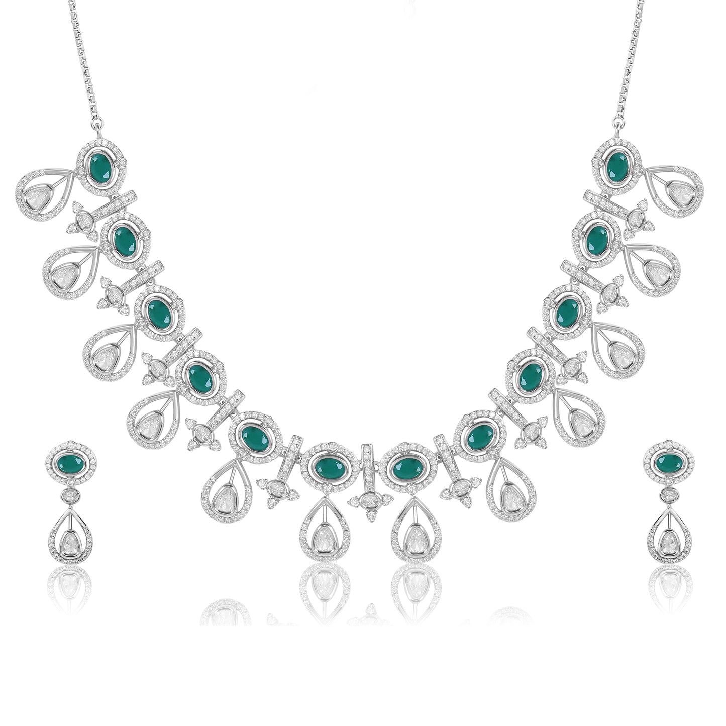 Floral-Inspired Silver Necklace Set