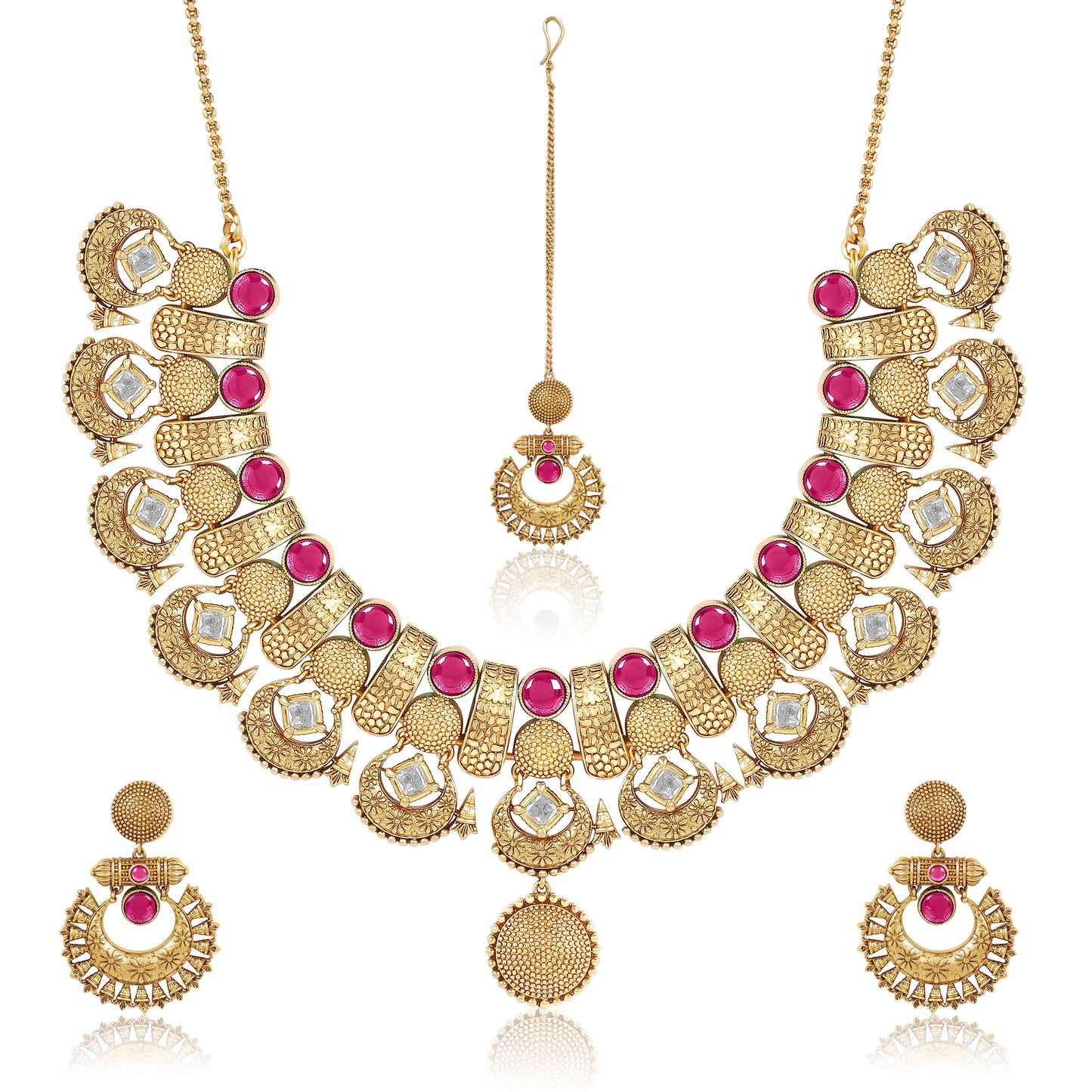 Regal Matte Gold Necklace Set