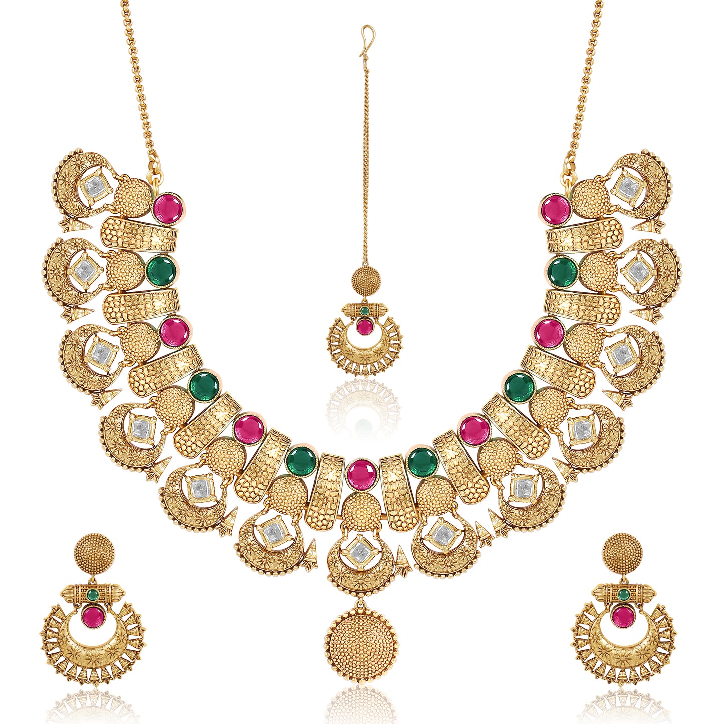 Regal Matte Gold Necklace Set
