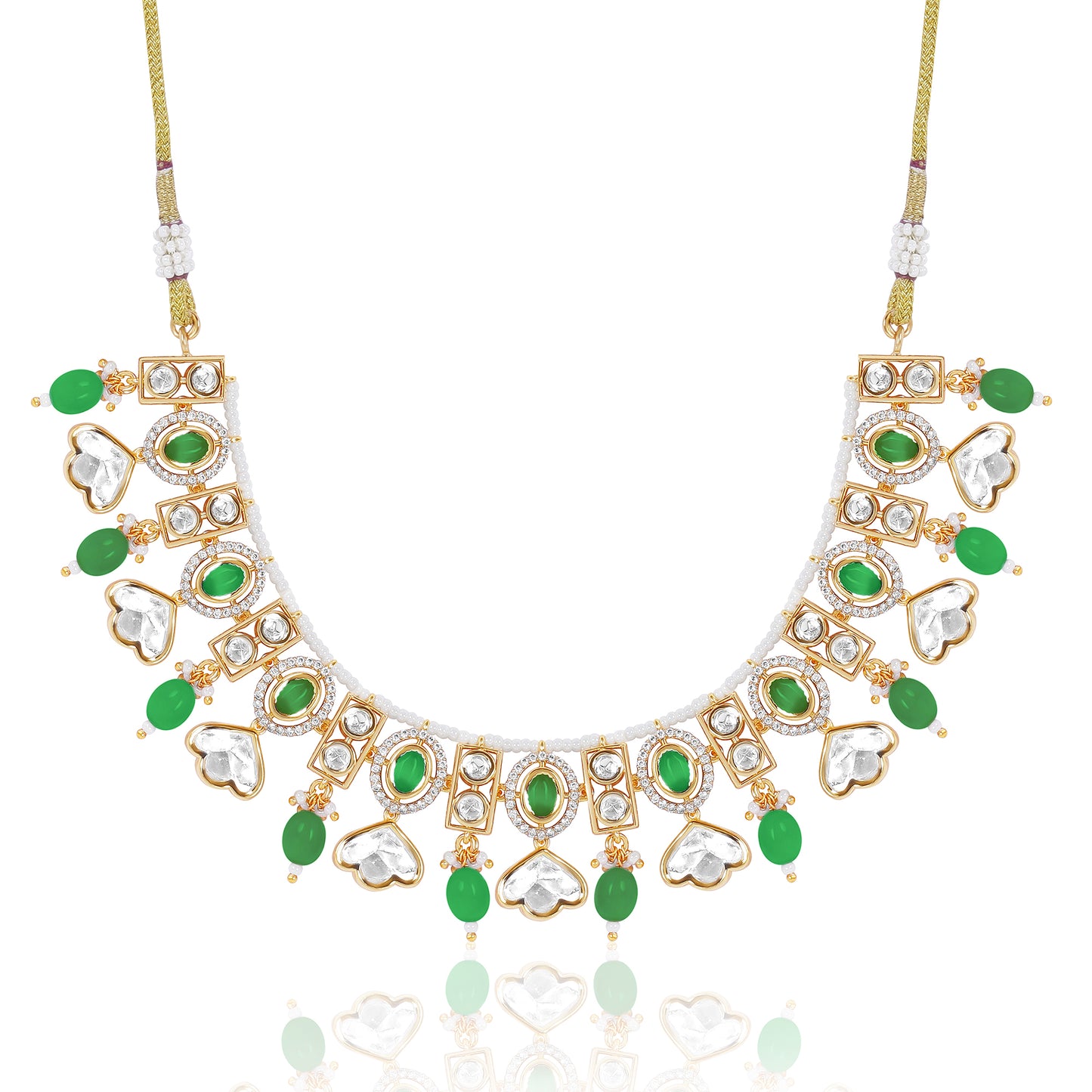 Lotus Shaped Polki Necklace Set