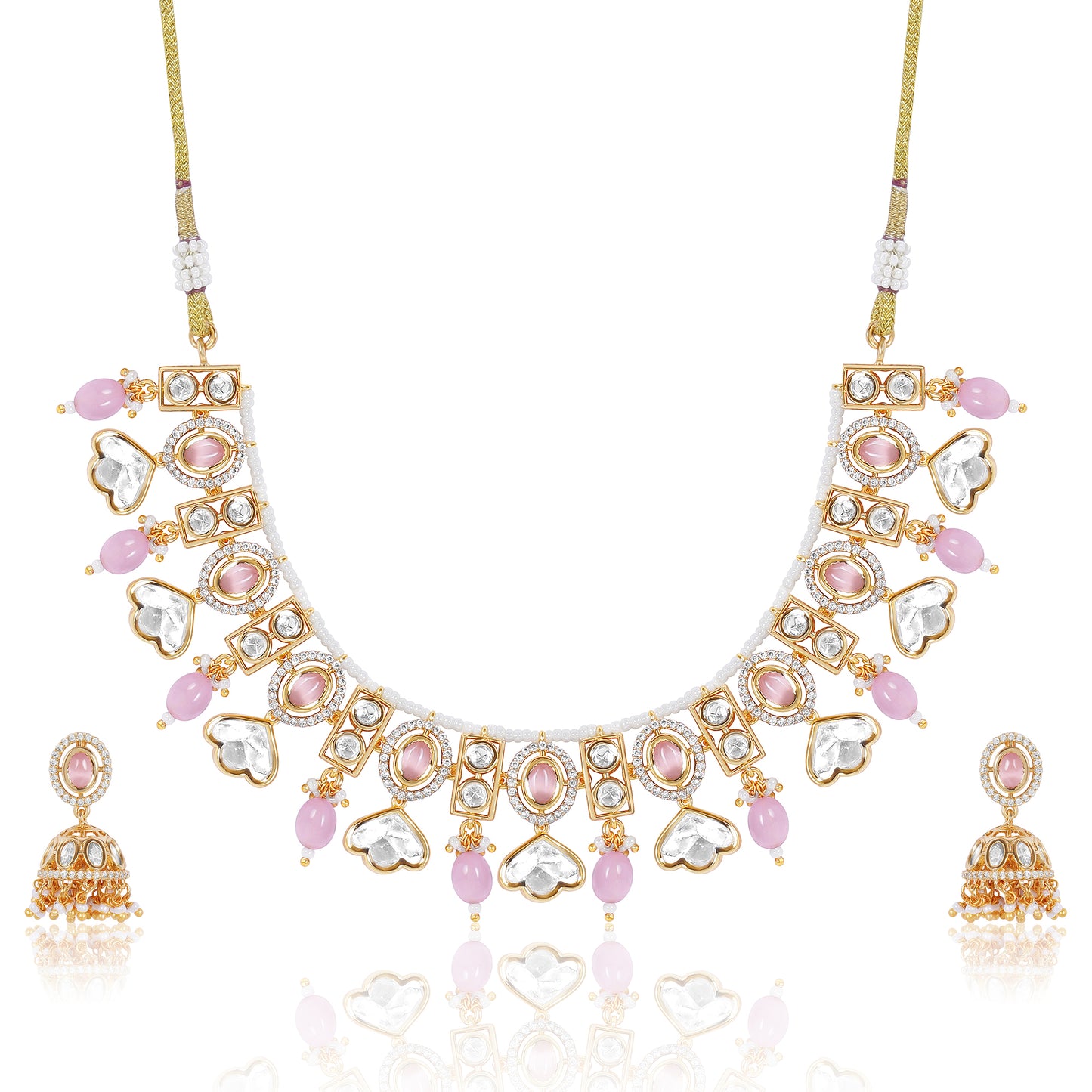 Lotus Shaped Polki Necklace Set
