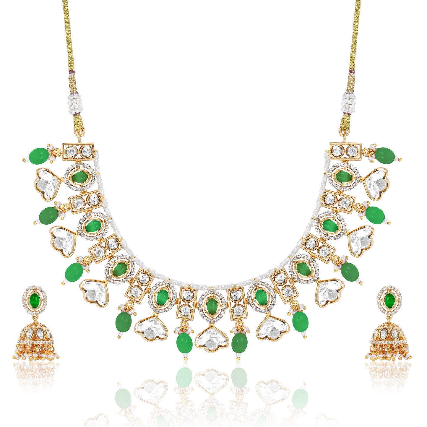 Lotus Shaped Polki Necklace Set