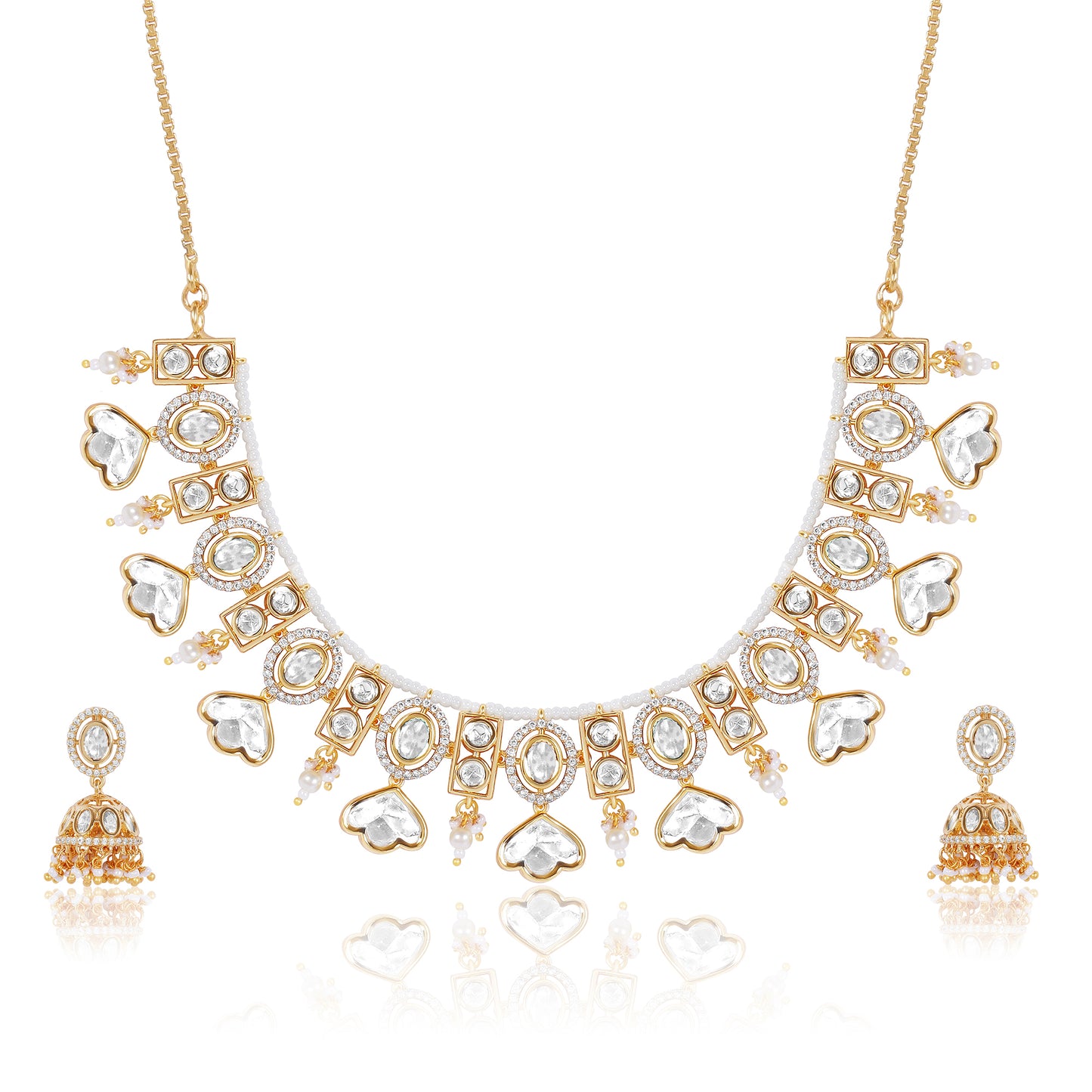 Lotus Shaped Polki Necklace Set