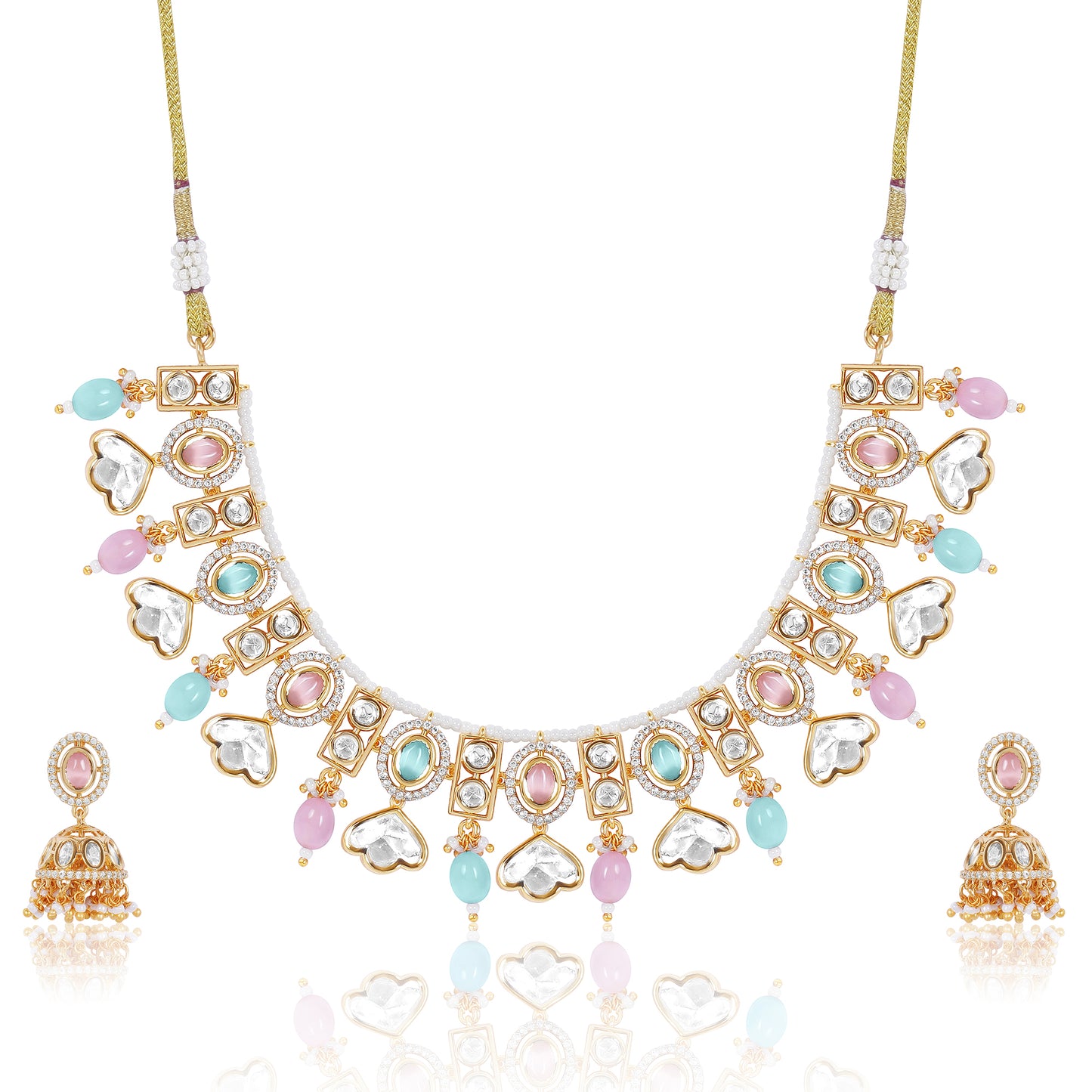 Lotus Shaped Polki Necklace Set