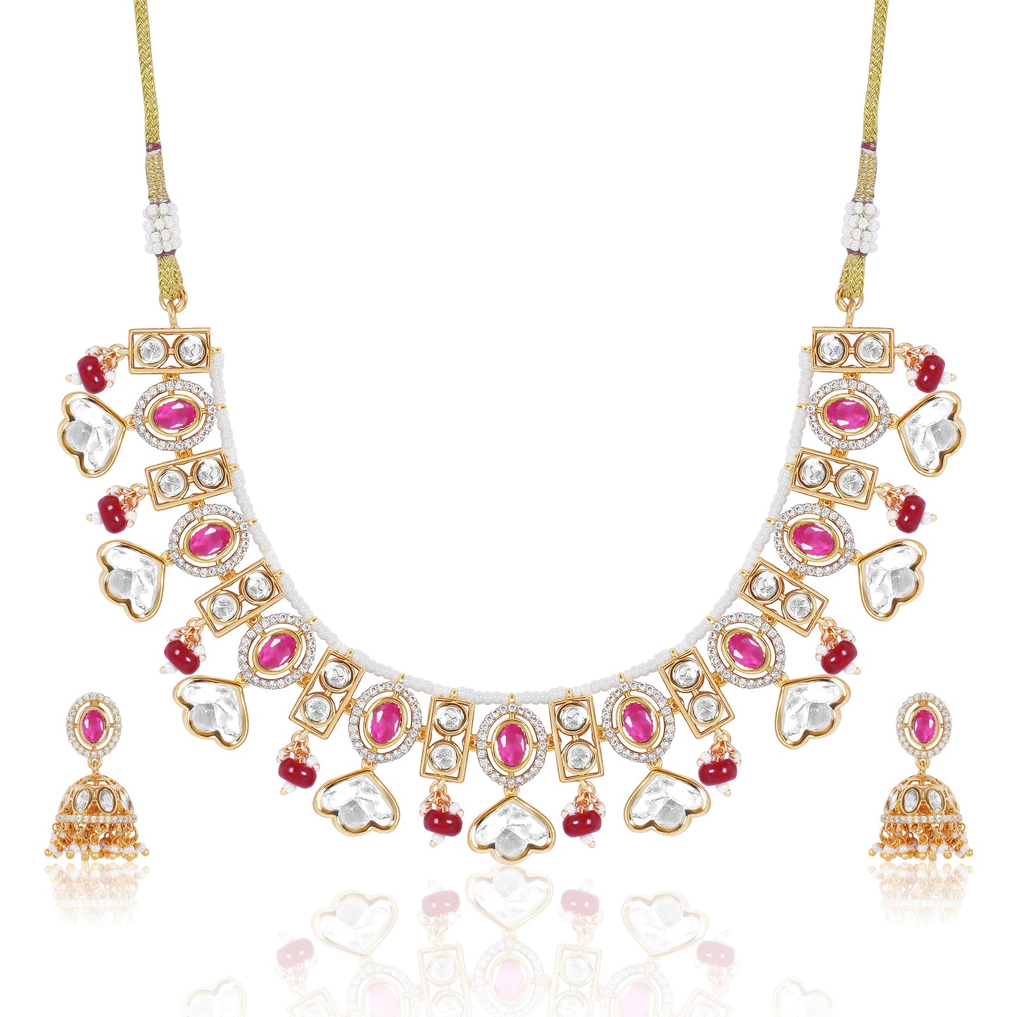 Lotus Shaped Polki Necklace Set