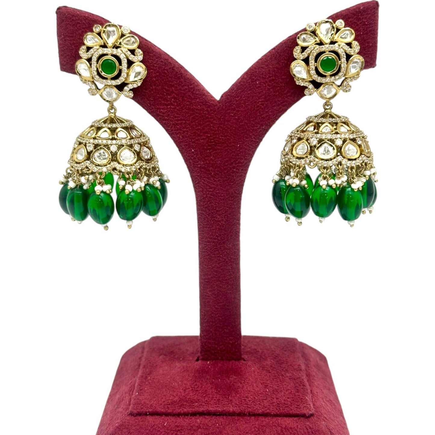 Pota Fused Kundan Antique Jhumka