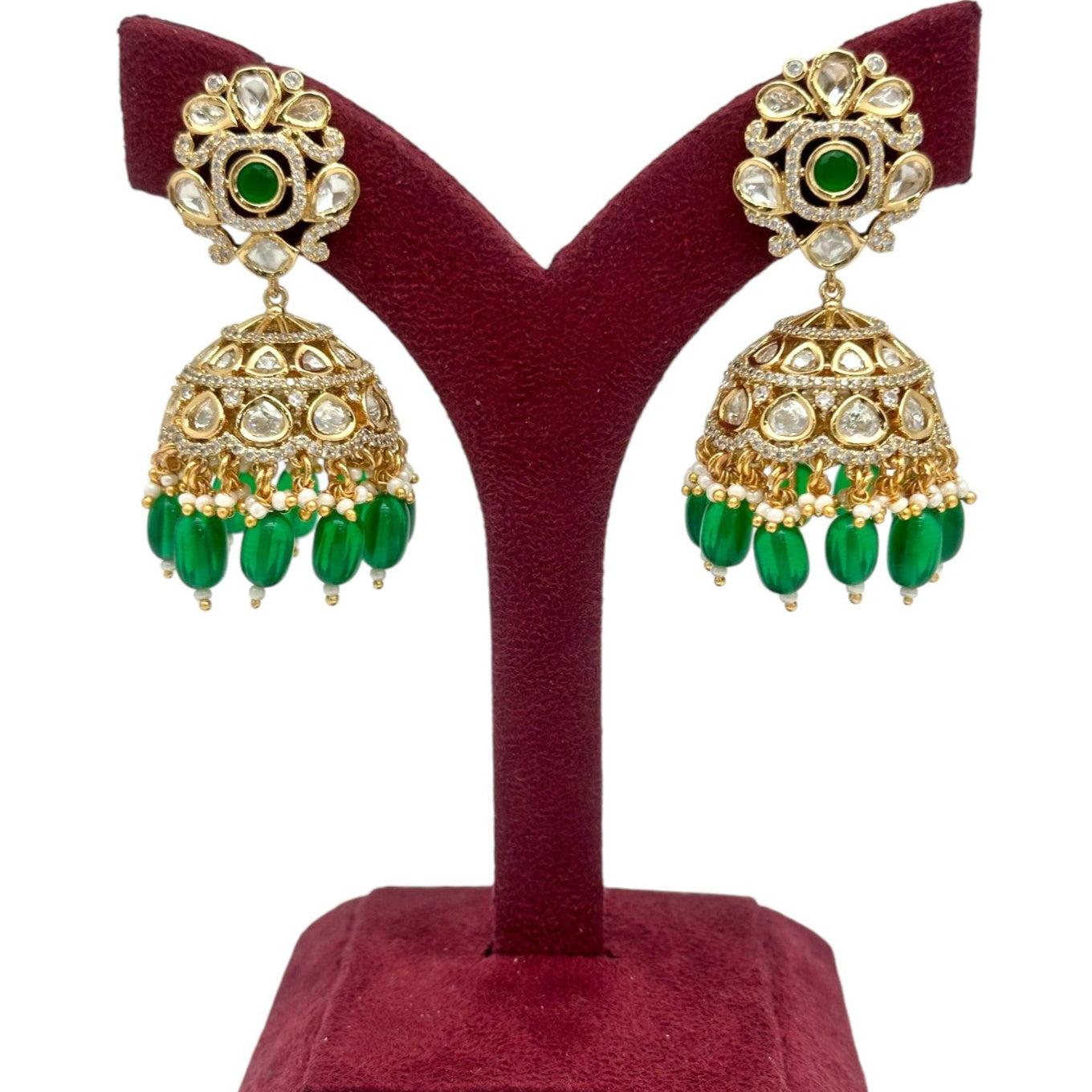 Pota Fused Kundan Antique Jhumka