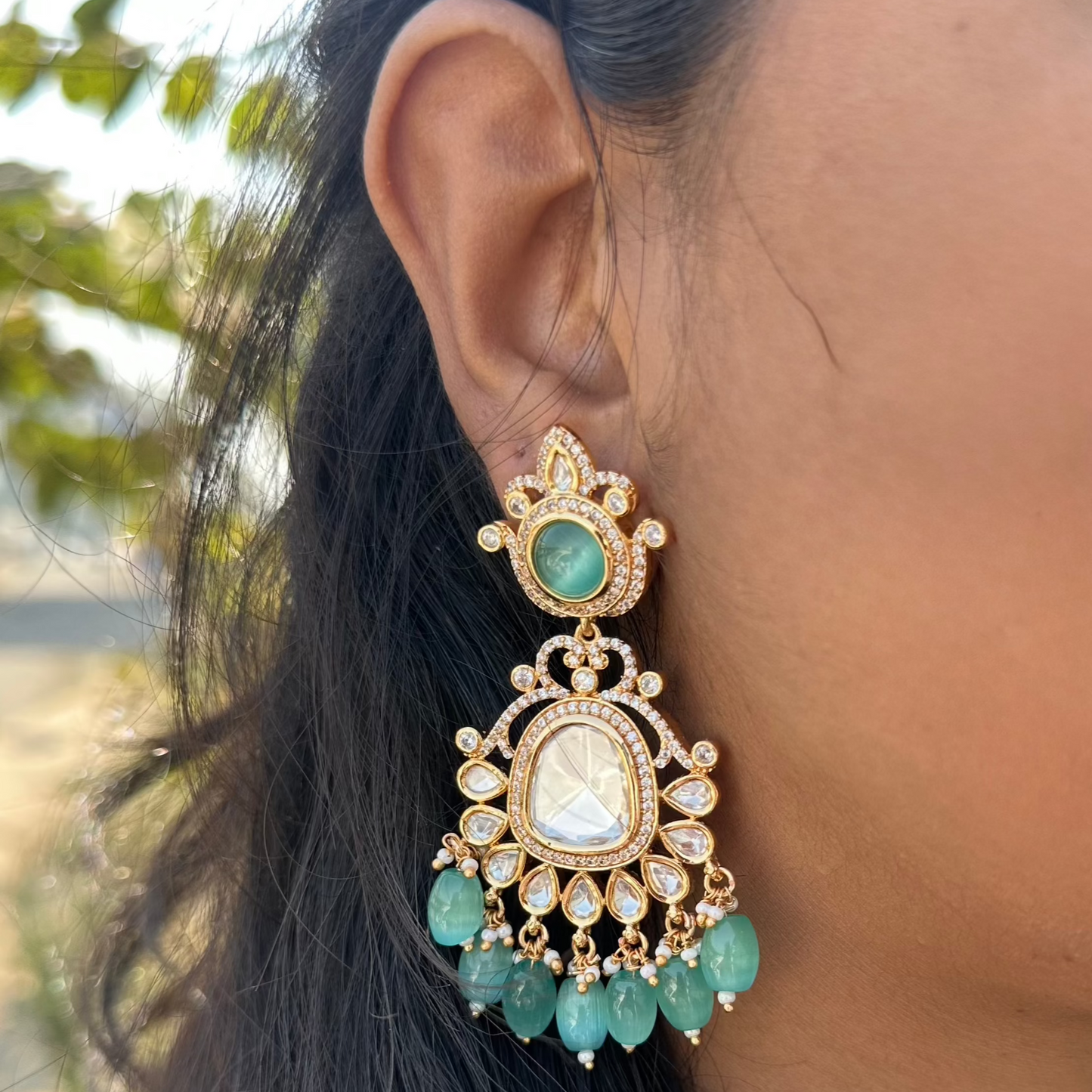 Pota Kundan Dangler Earrings