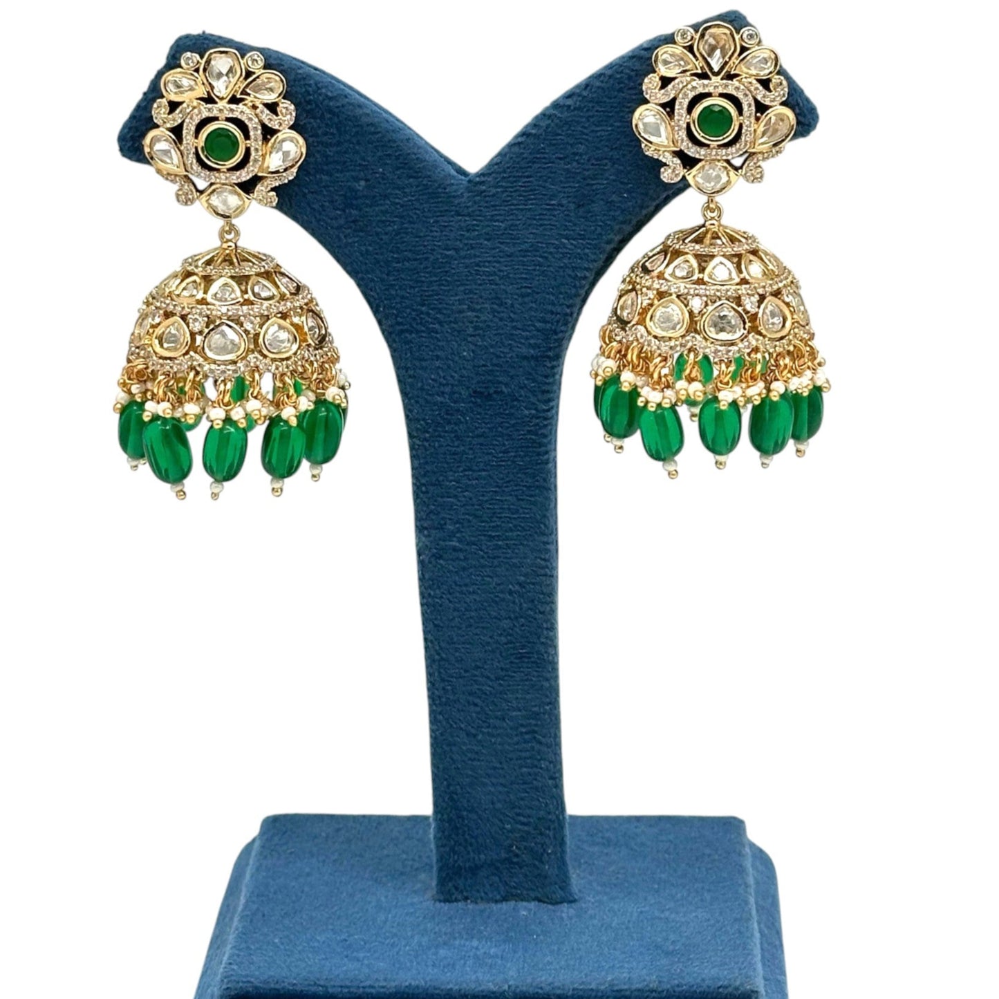 Pota Fused Kundan Jhumka Earrings