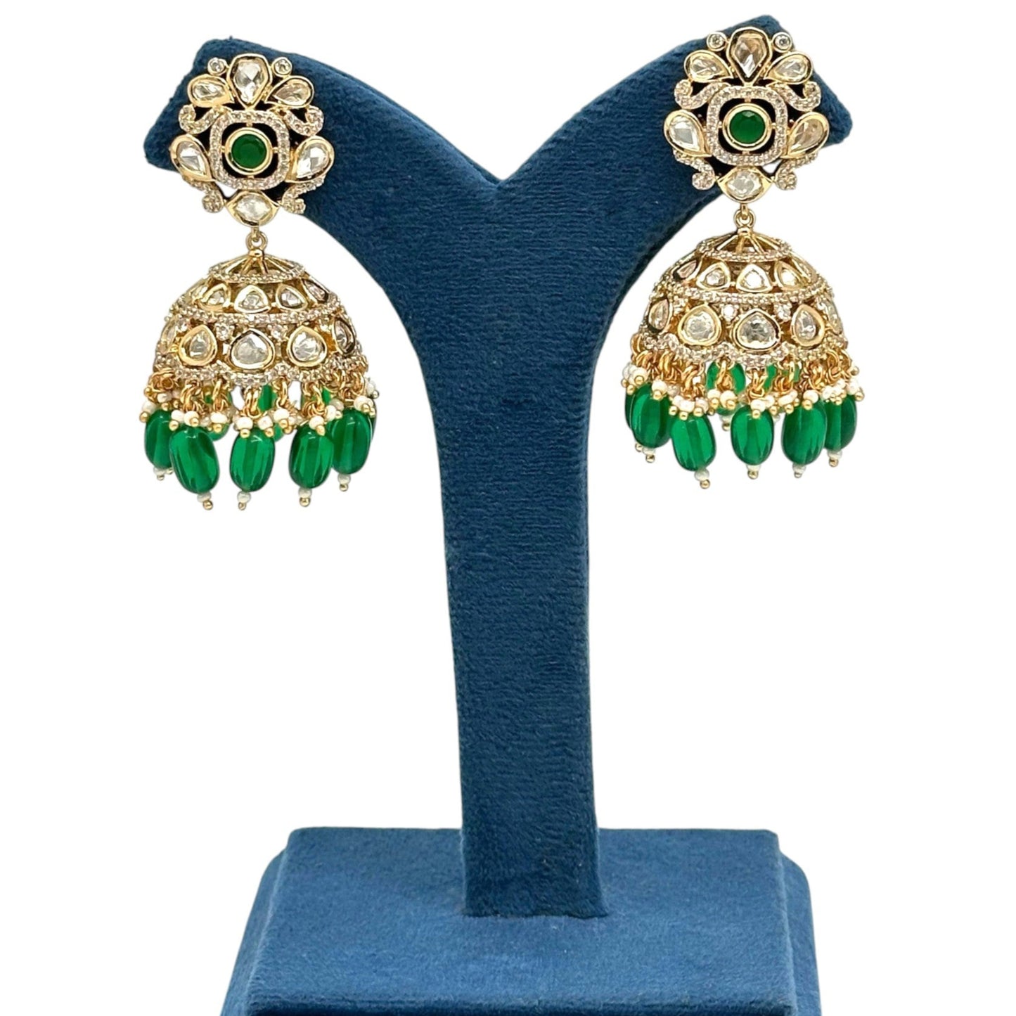 Pota Fused Kundan Jhumka Earrings