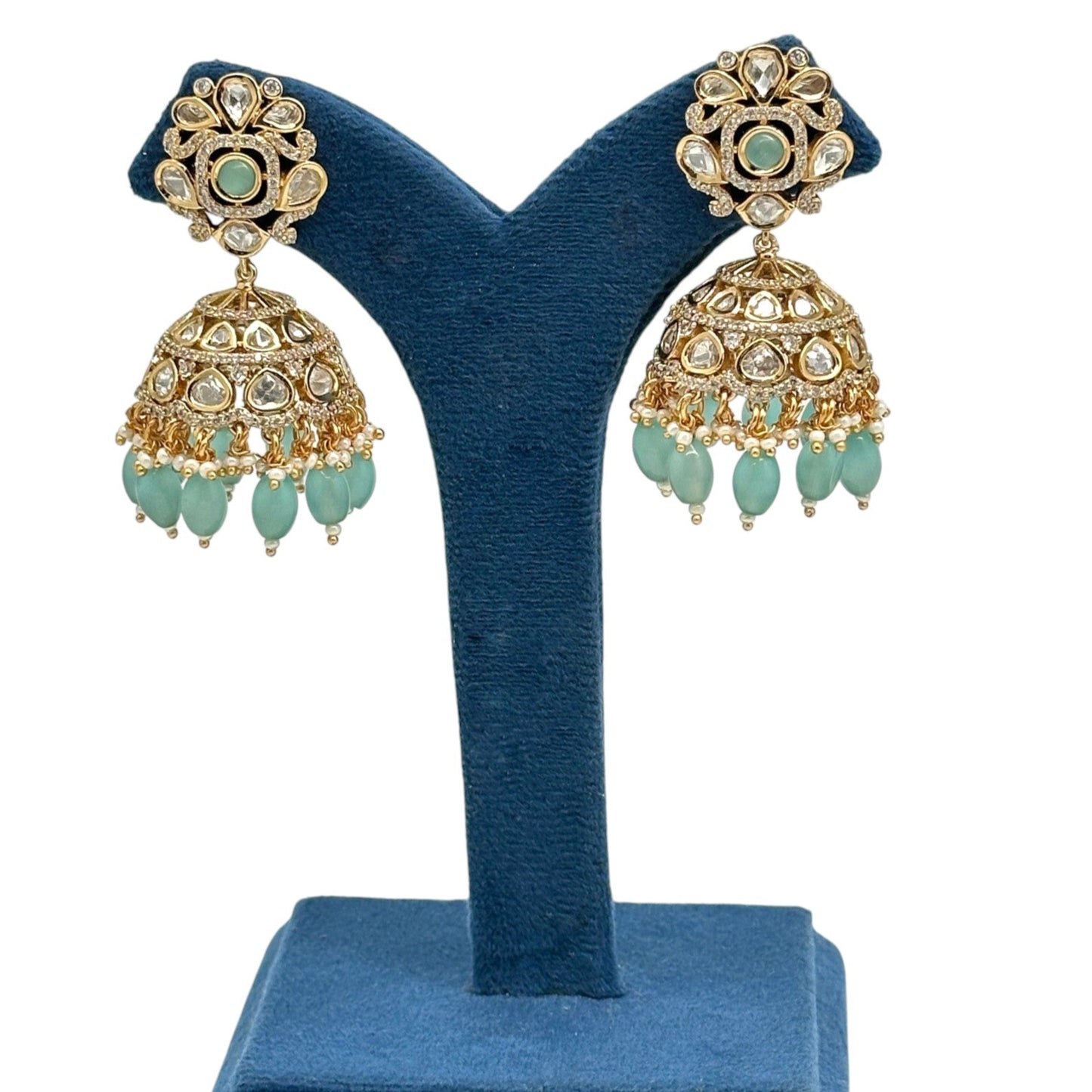 Pota Fused Kundan Jhumka Earrings