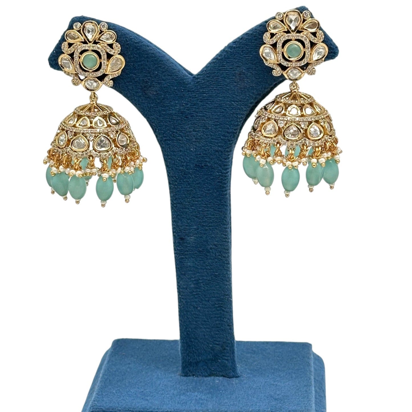 Pota Fused Kundan Jhumka Earrings