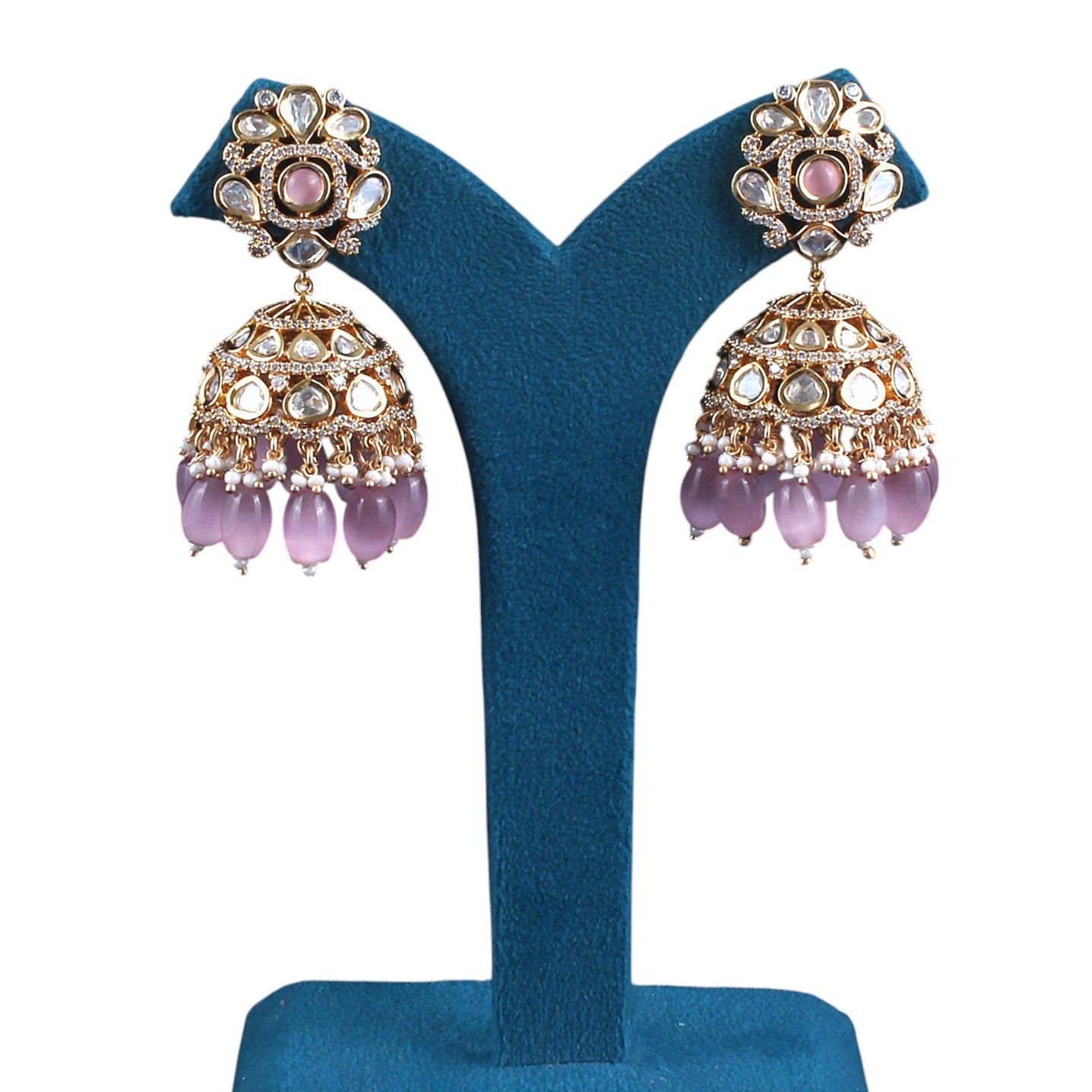 Pota Fused Kundan Jhumka Earrings