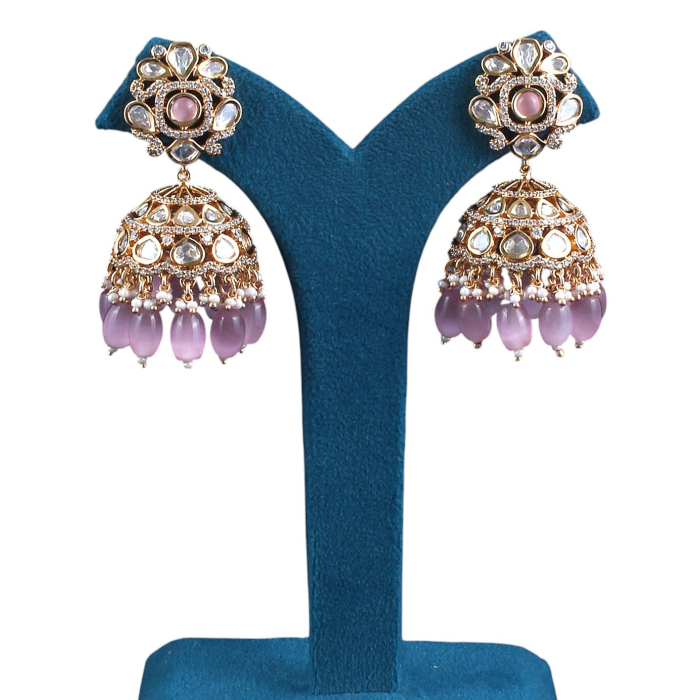Pota Fused Kundan Jhumka Earrings