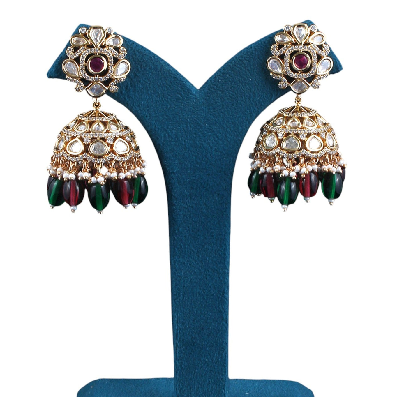 Pota Fused Kundan Jhumka Earrings
