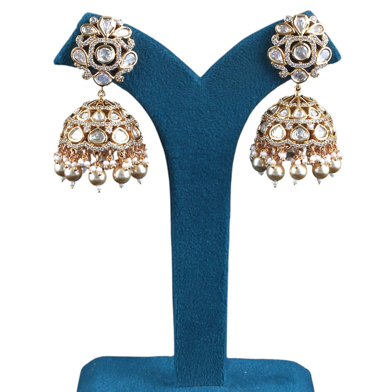 Pota Fused Kundan Jhumka Earrings