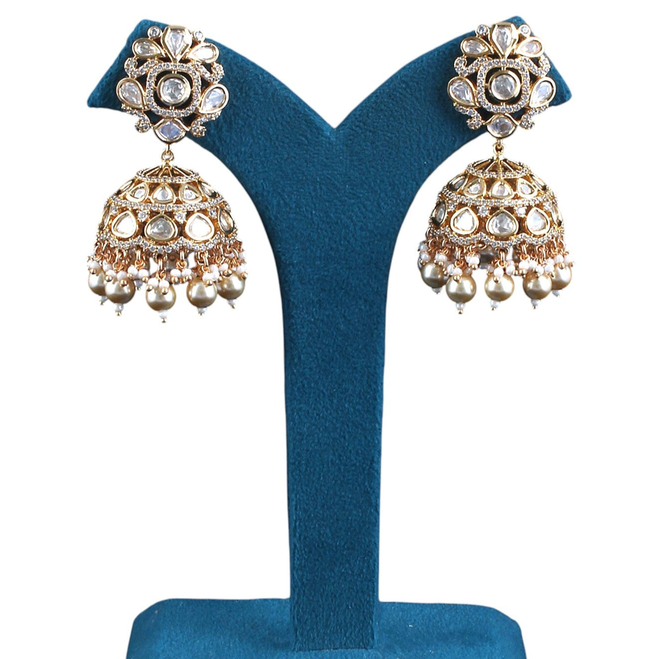 Pota Fused Kundan Jhumka Earrings