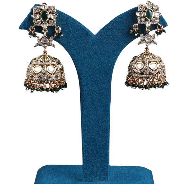 Polki Diamond Fused Jhumka Earrings
