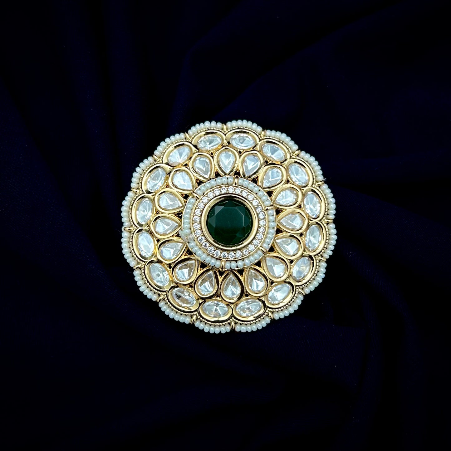 Colour Fused Kundan Ring