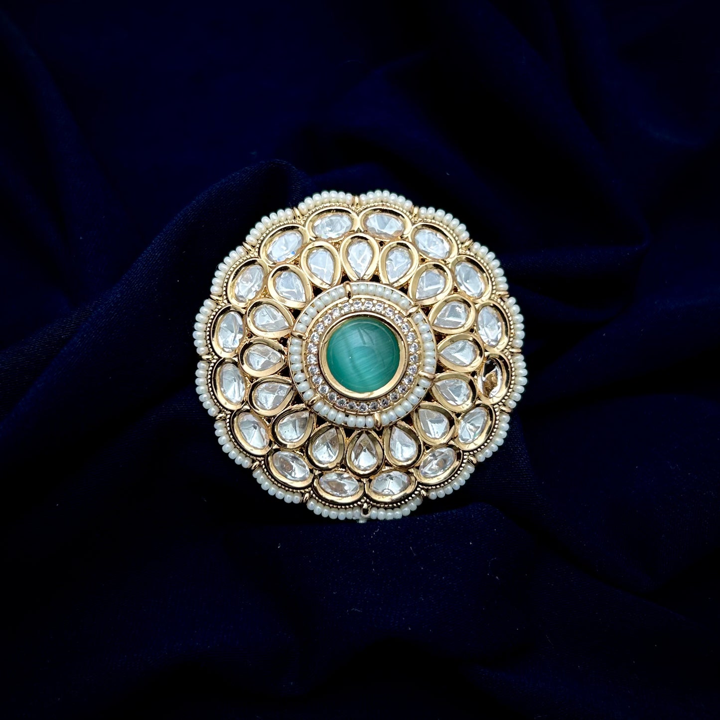 Colour Fused Kundan Ring