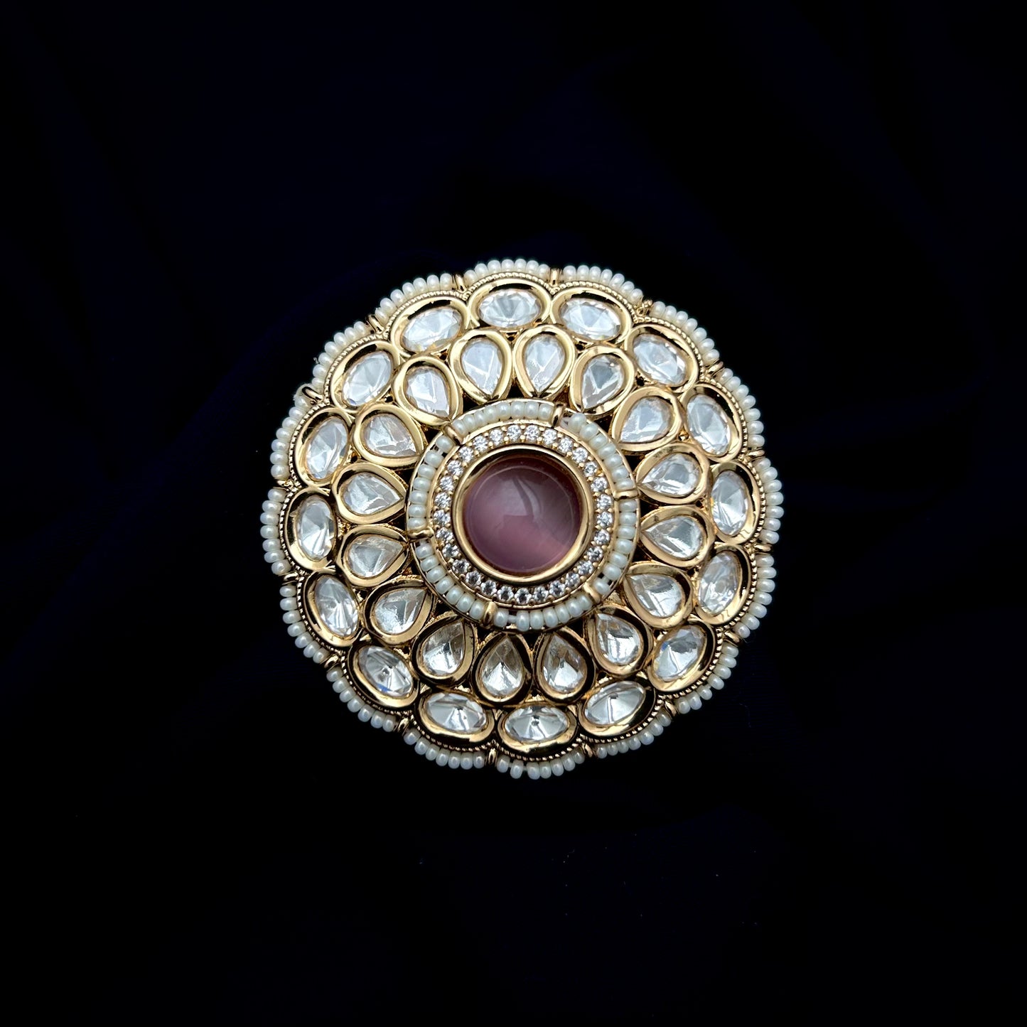 Colour Fused Kundan Ring