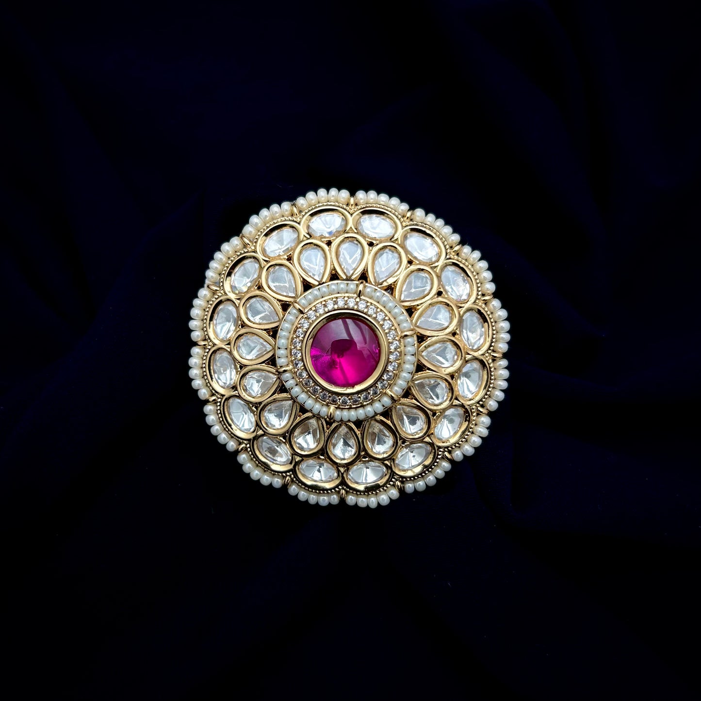 Colour Fused Kundan Ring