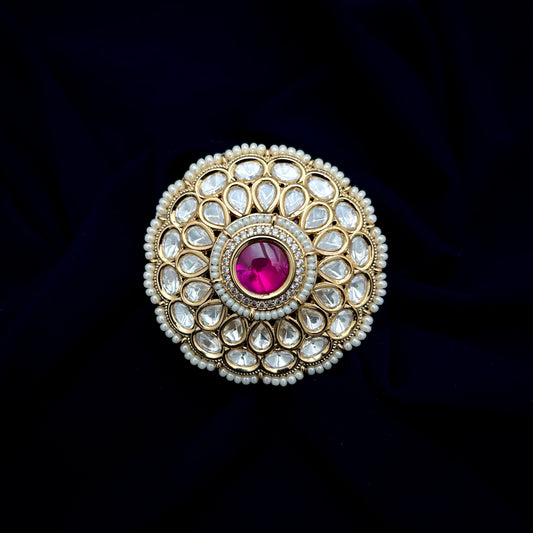 Colour Fused Kundan Ring