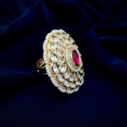 Colour Fused Kundan Ring