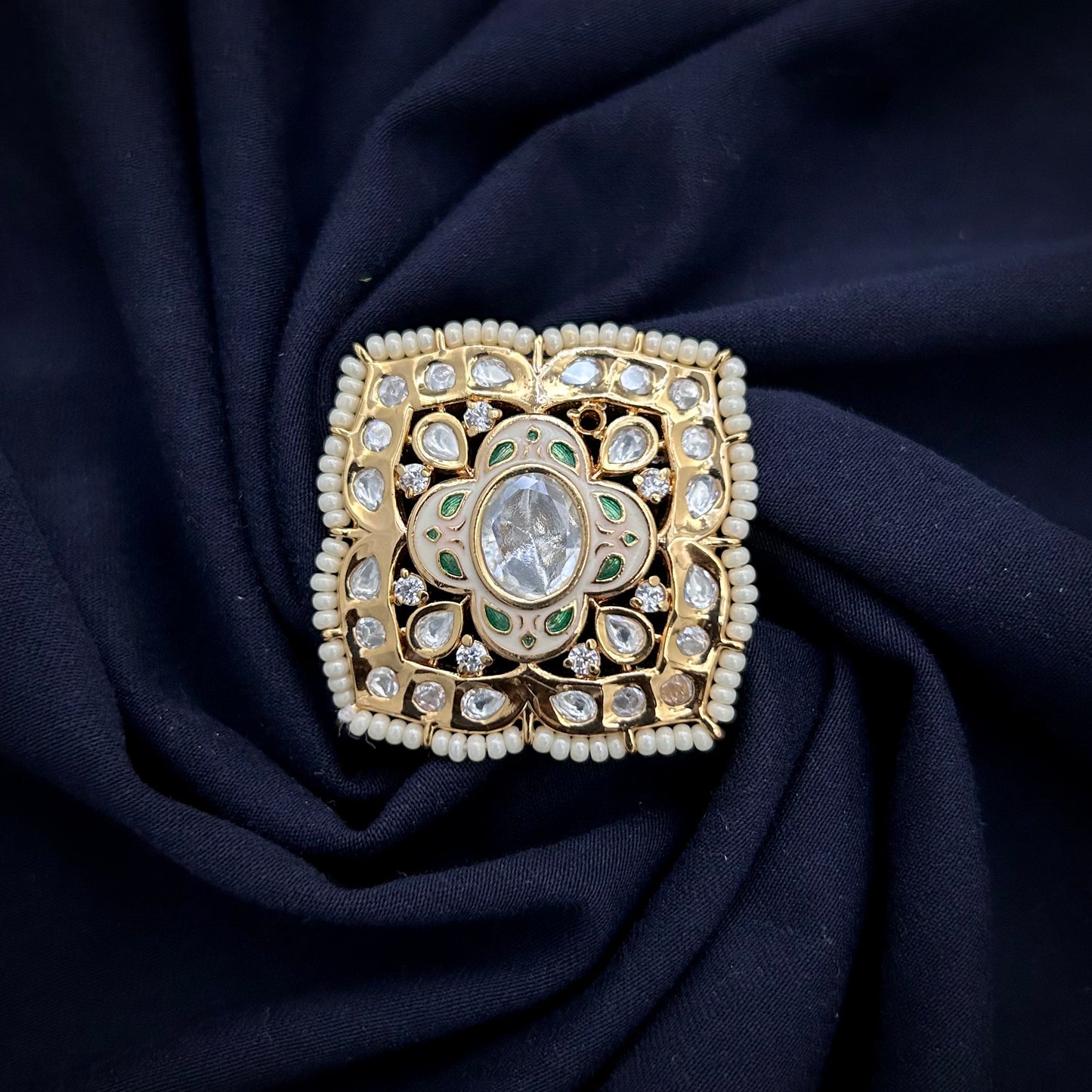 Meenakari Fused Kundan Ring