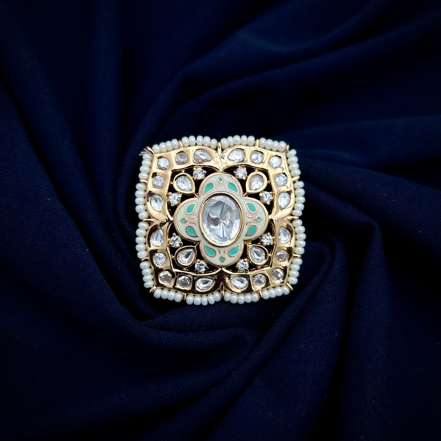 Meenakari Fused Kundan Ring