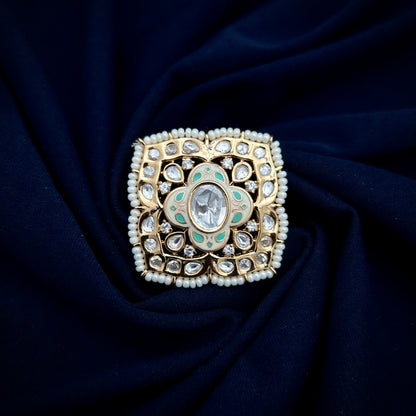 Meenakari Fused Kundan Ring