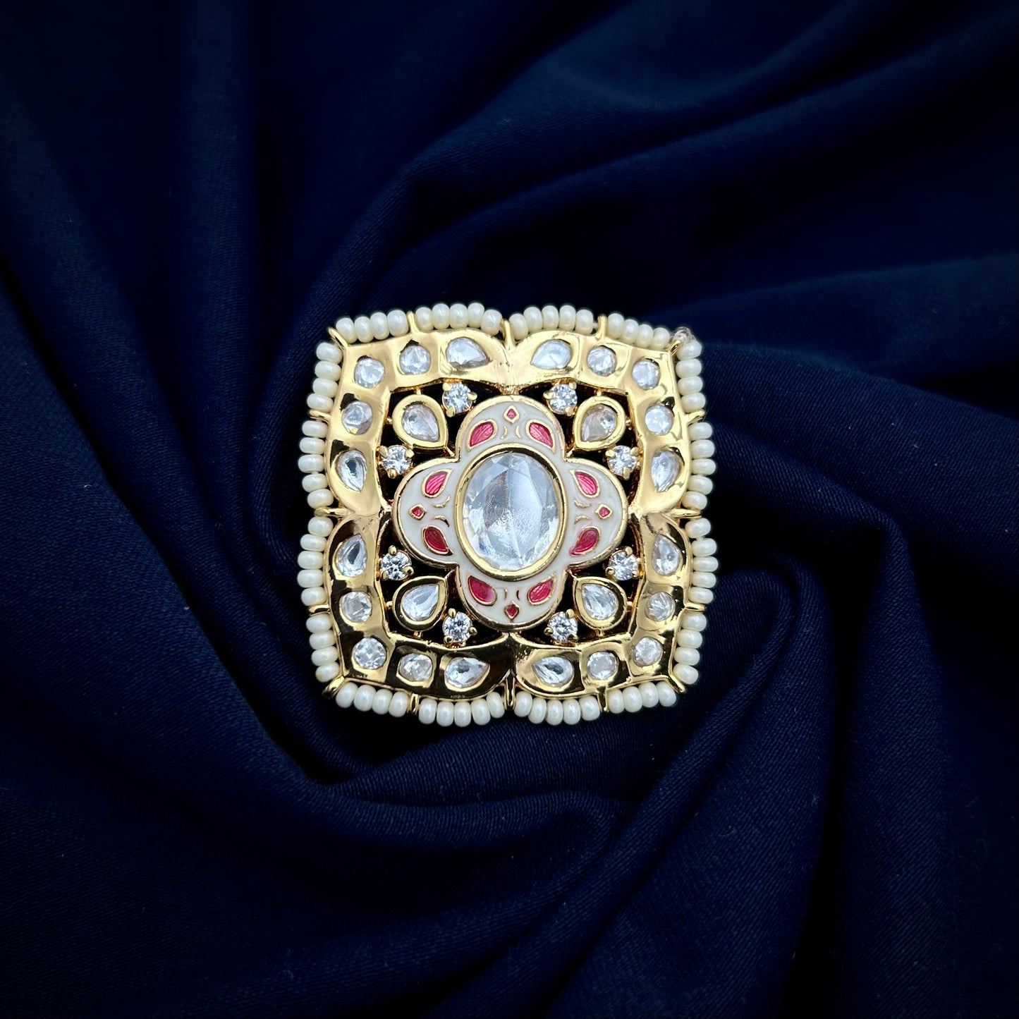 Meenakari Fused Kundan Ring