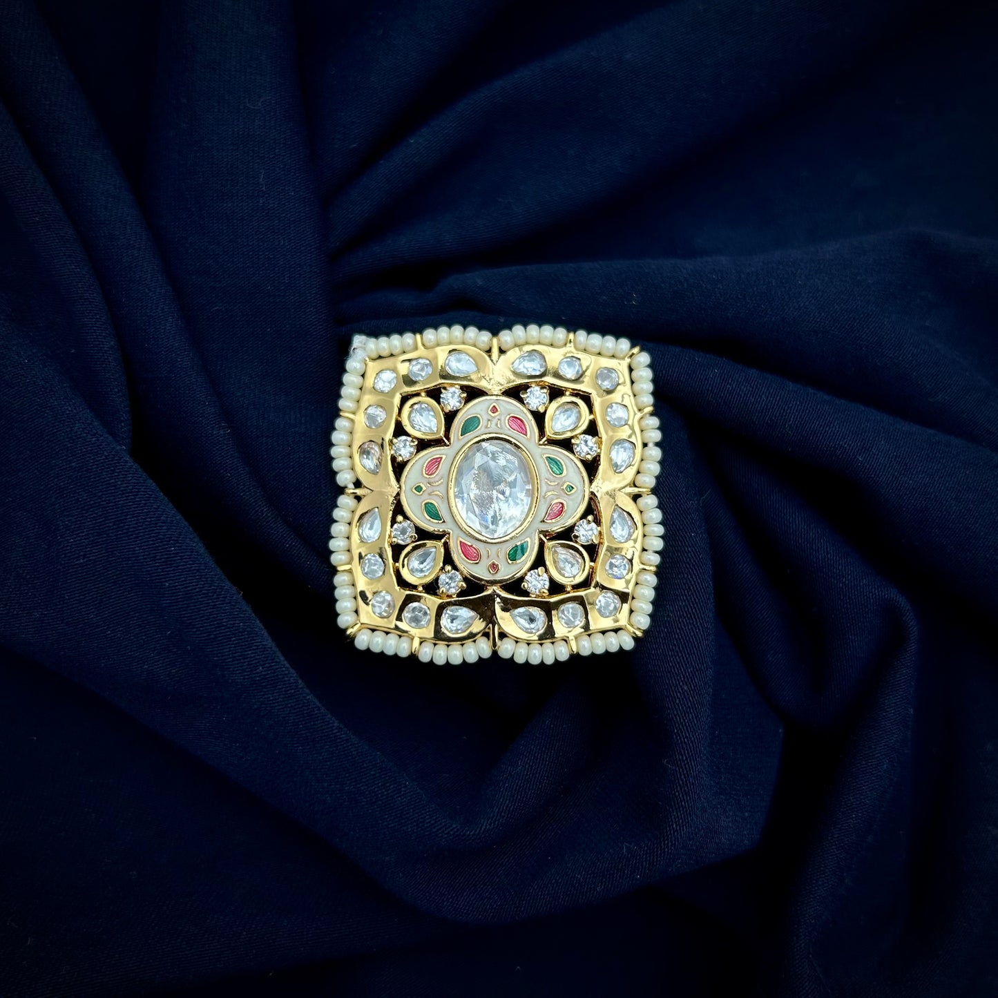 Meenakari Fused Kundan Ring