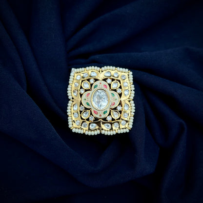 Meenakari Fused Kundan Ring