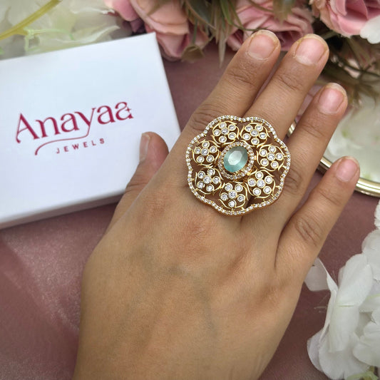 Flower Kundan Ring