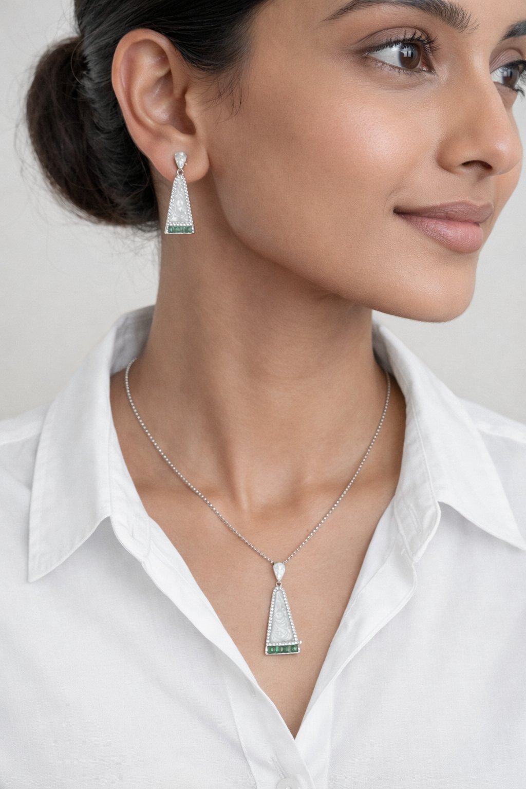 Pearl Silver Radiance Pendent Set
