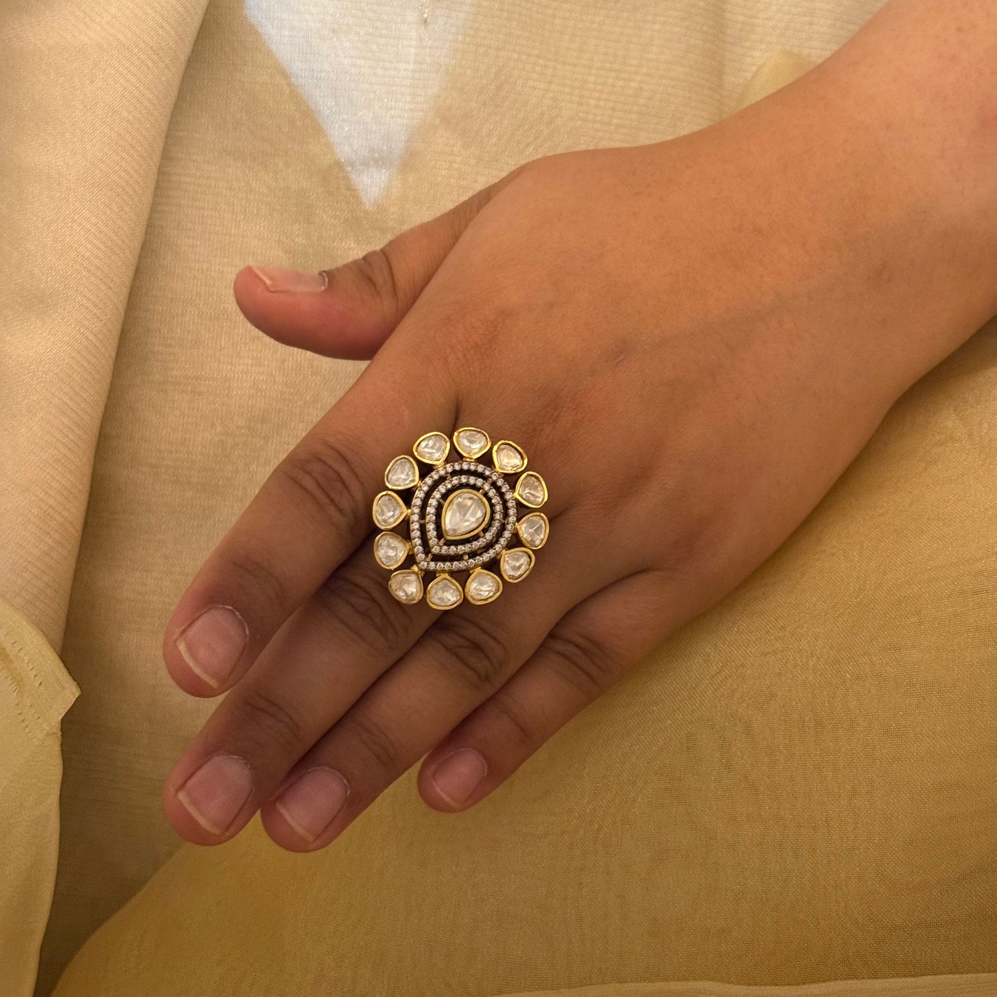 Polki Petal Glow Ring