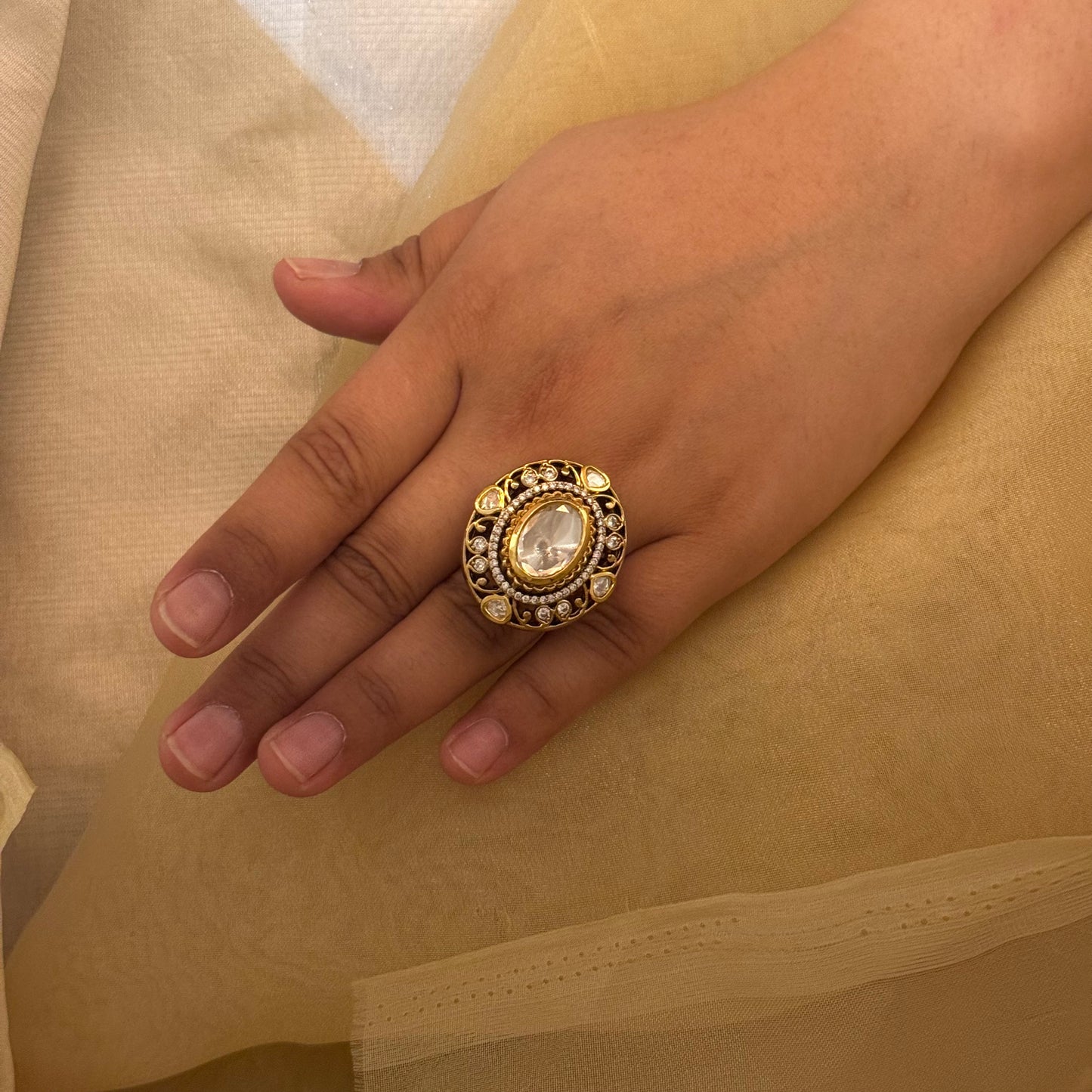 Timeless Oval Polki Ring
