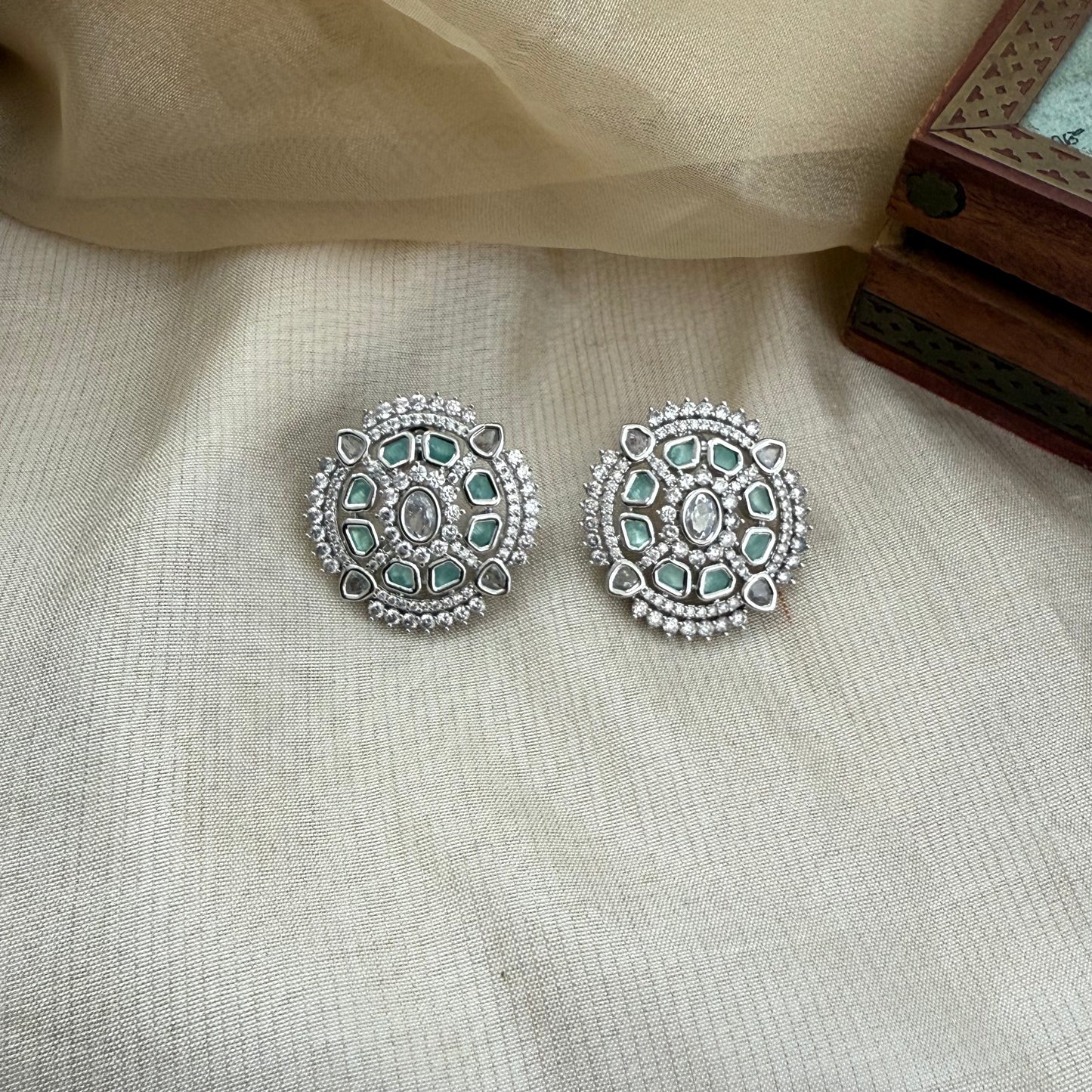 Royal Kundan Bloom Studs