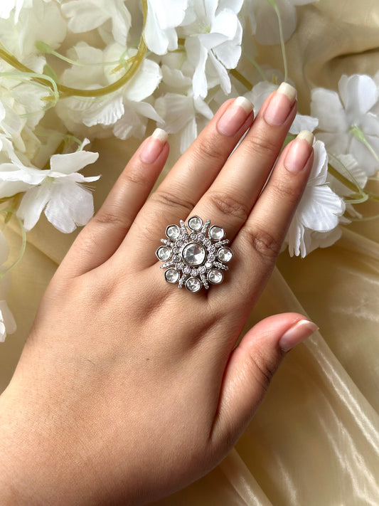 Sanvya Floral Silver Ring