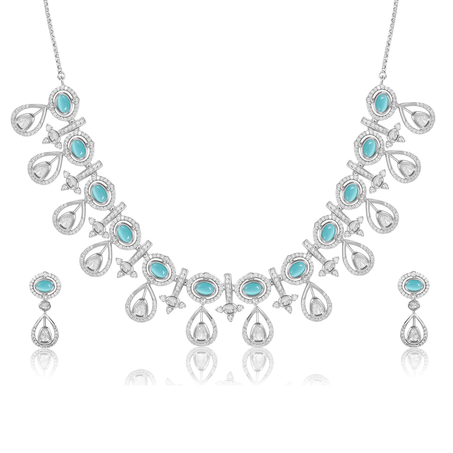 Floral-Inspired Silver Necklace Set