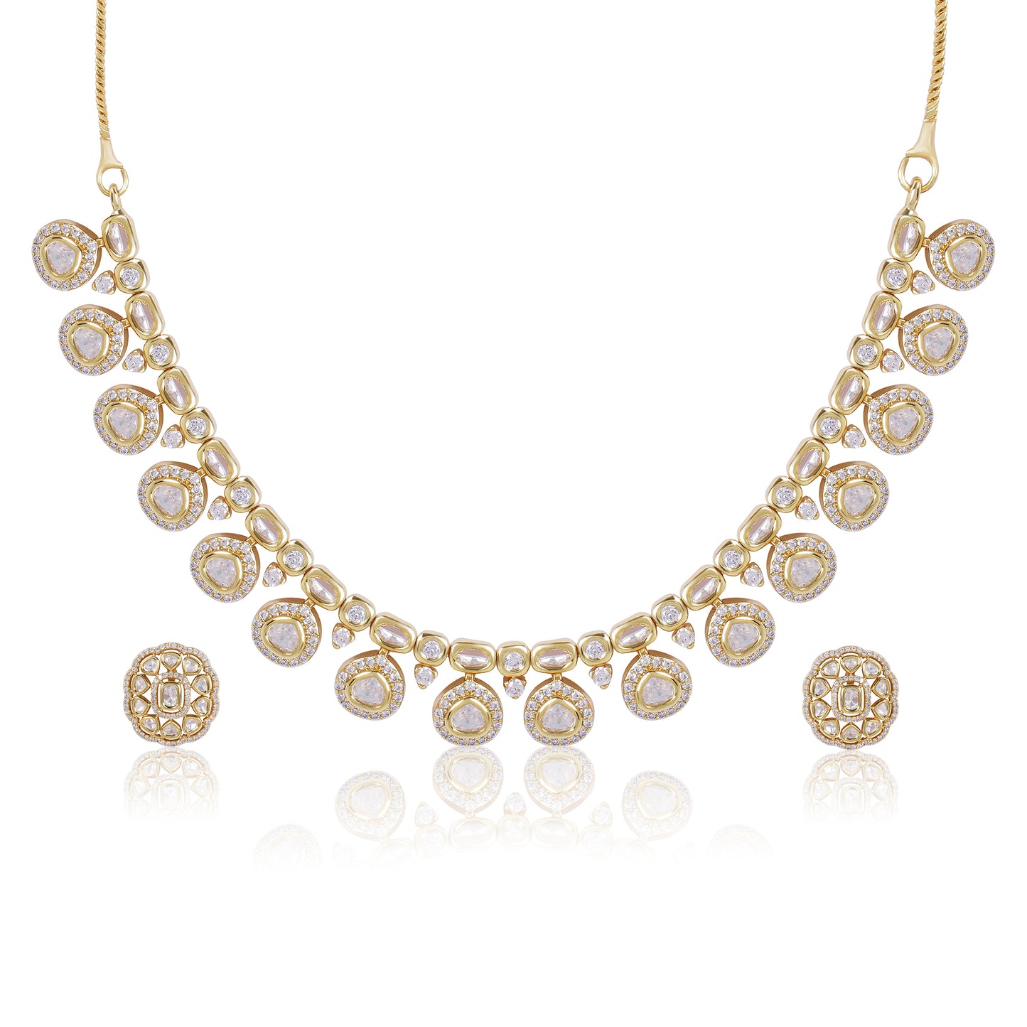 Polki Pearl Drop Necklace Set