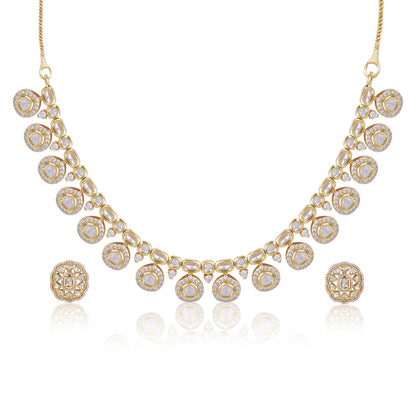 Polki Pearl Drop Necklace Set