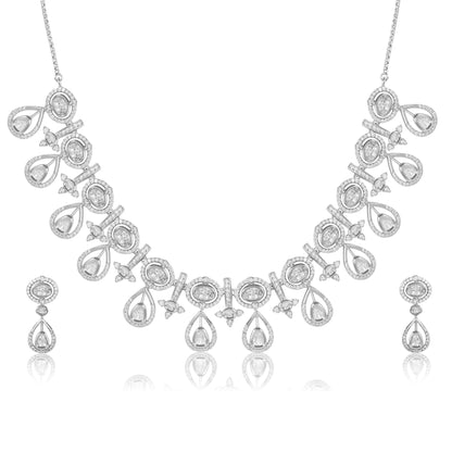 Floral-Inspired Silver Necklace Set