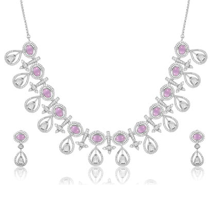 Floral-Inspired Silver Necklace Set