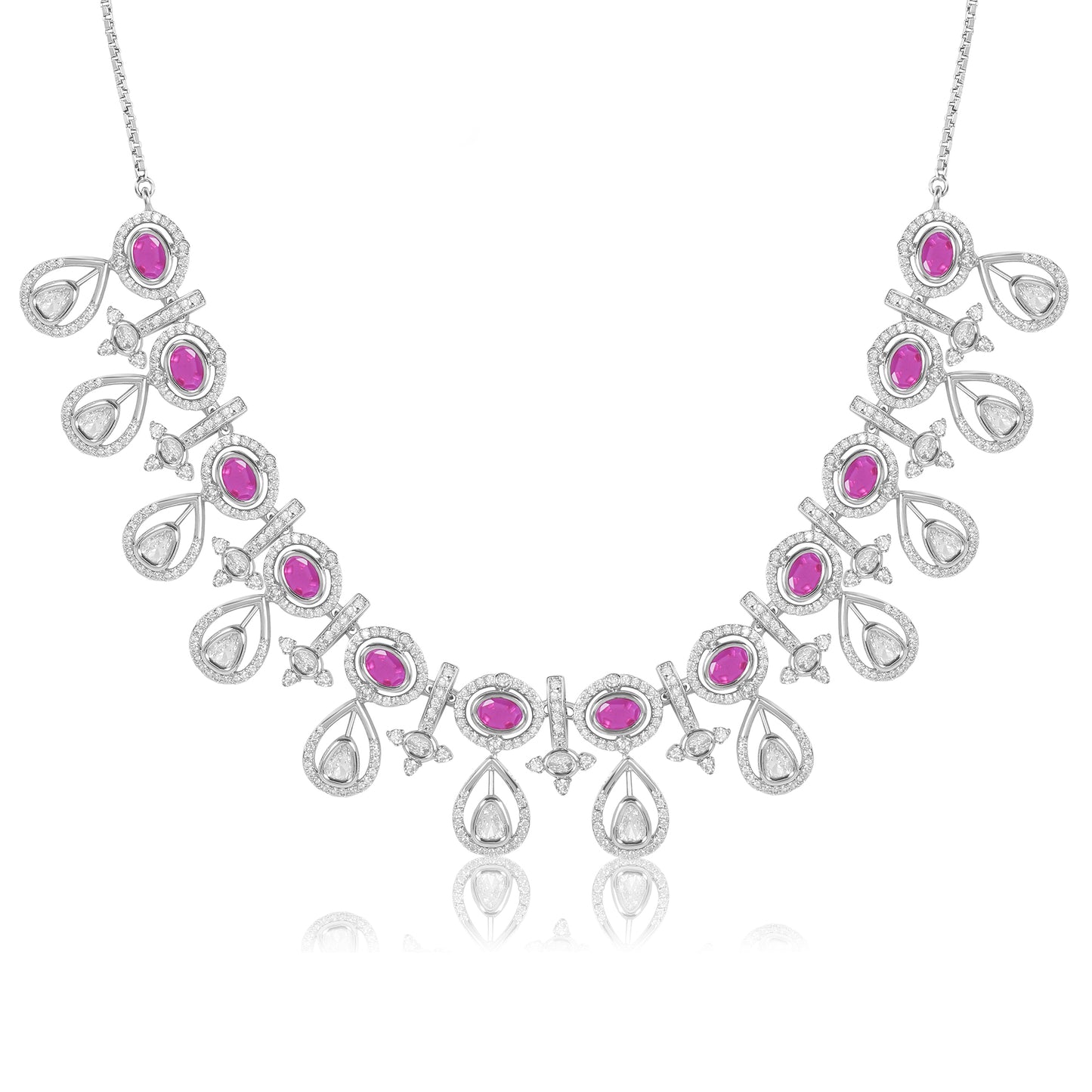 Floral-Inspired Silver Necklace Set