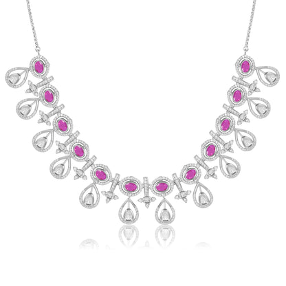 Floral-Inspired Silver Necklace Set