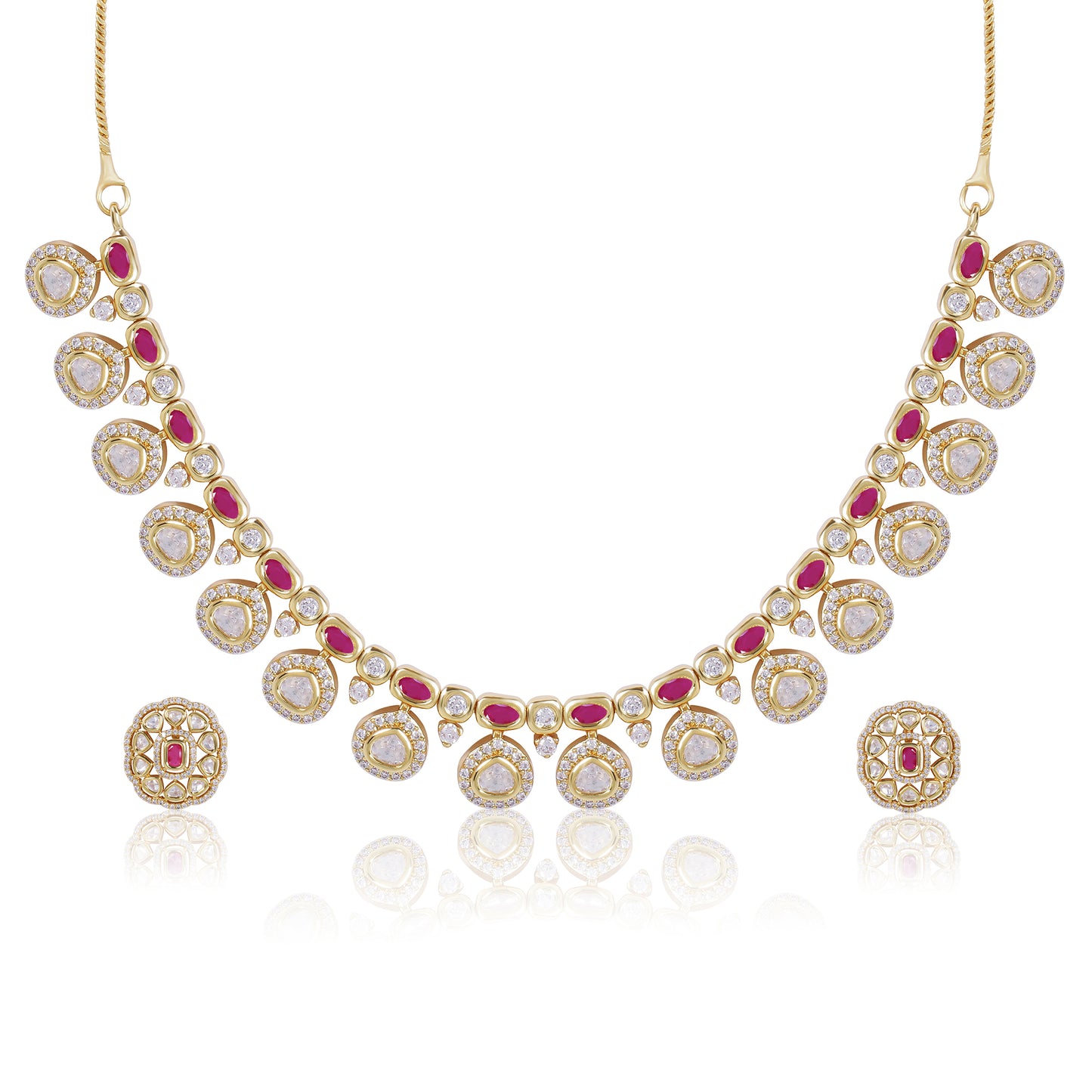 Polki Pearl Drop Necklace Set