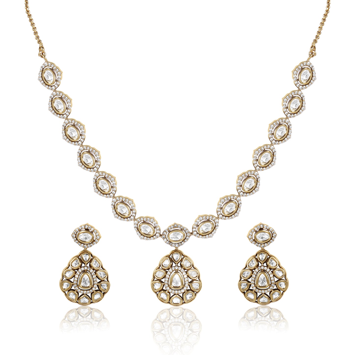 Drop Kundan Mehendi Necklace Set